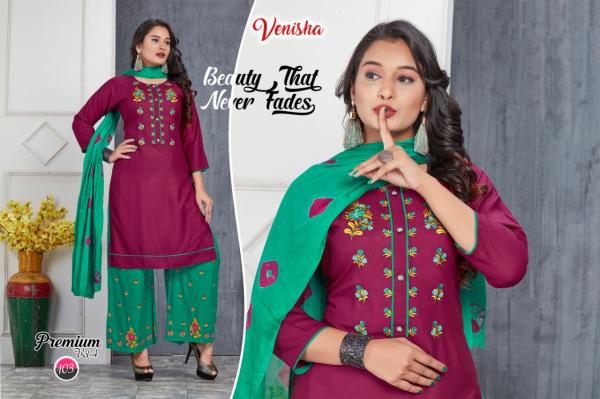 Venisha Premium 4-Rayon-Kurti-With-Bottom-And-Dupatta